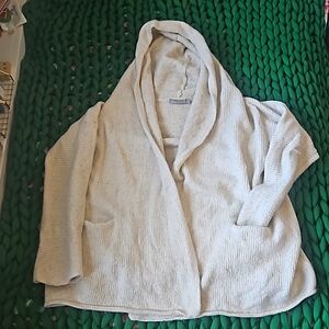 Vince women's L cream hooded cardigan with pockets